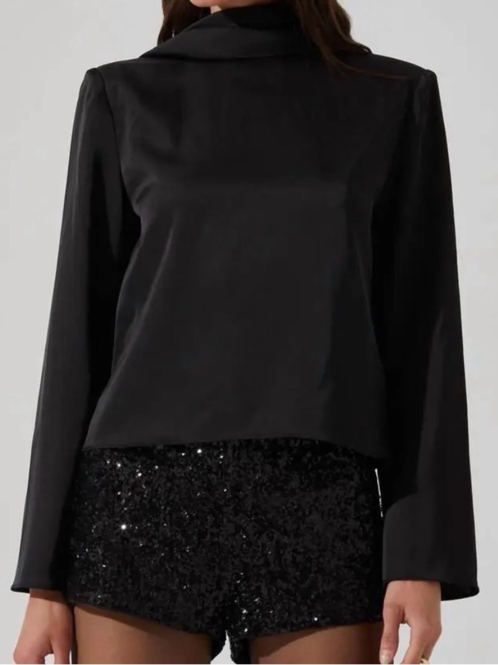 ASTR Astr - Bethwyn Satin Cowl Back Top - Black - M